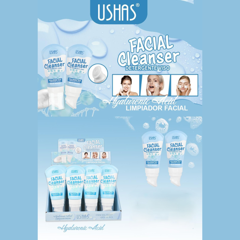 Detergente viso all'acido ialuronico con applicatore in silicone