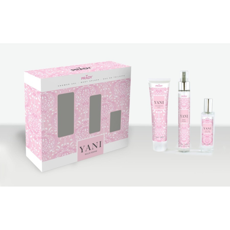 Set 3 Pezzi “YANI” – Gel Doccia, Profumo, Spray Corpo – Prady