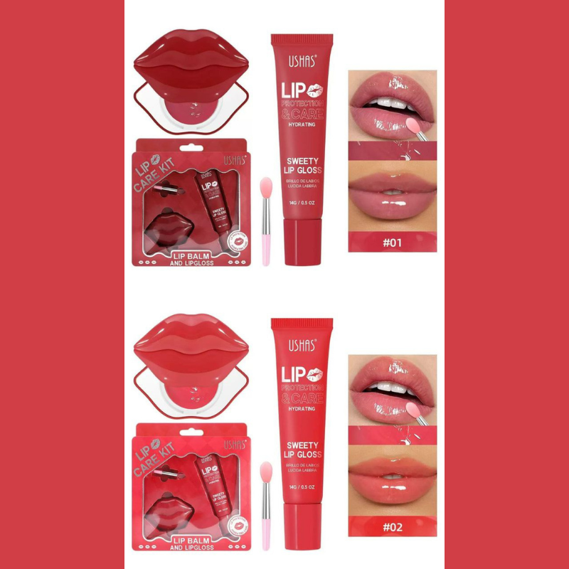 Lip Care Kit idratante - Lip Balm + Lip Gloss - Protezione labbra - Ushas