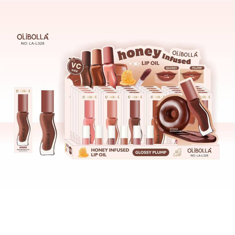 Lip Oil rimpolpante effetto glossy- con infuso di miele e al profumo di cioccolato - Olibolla