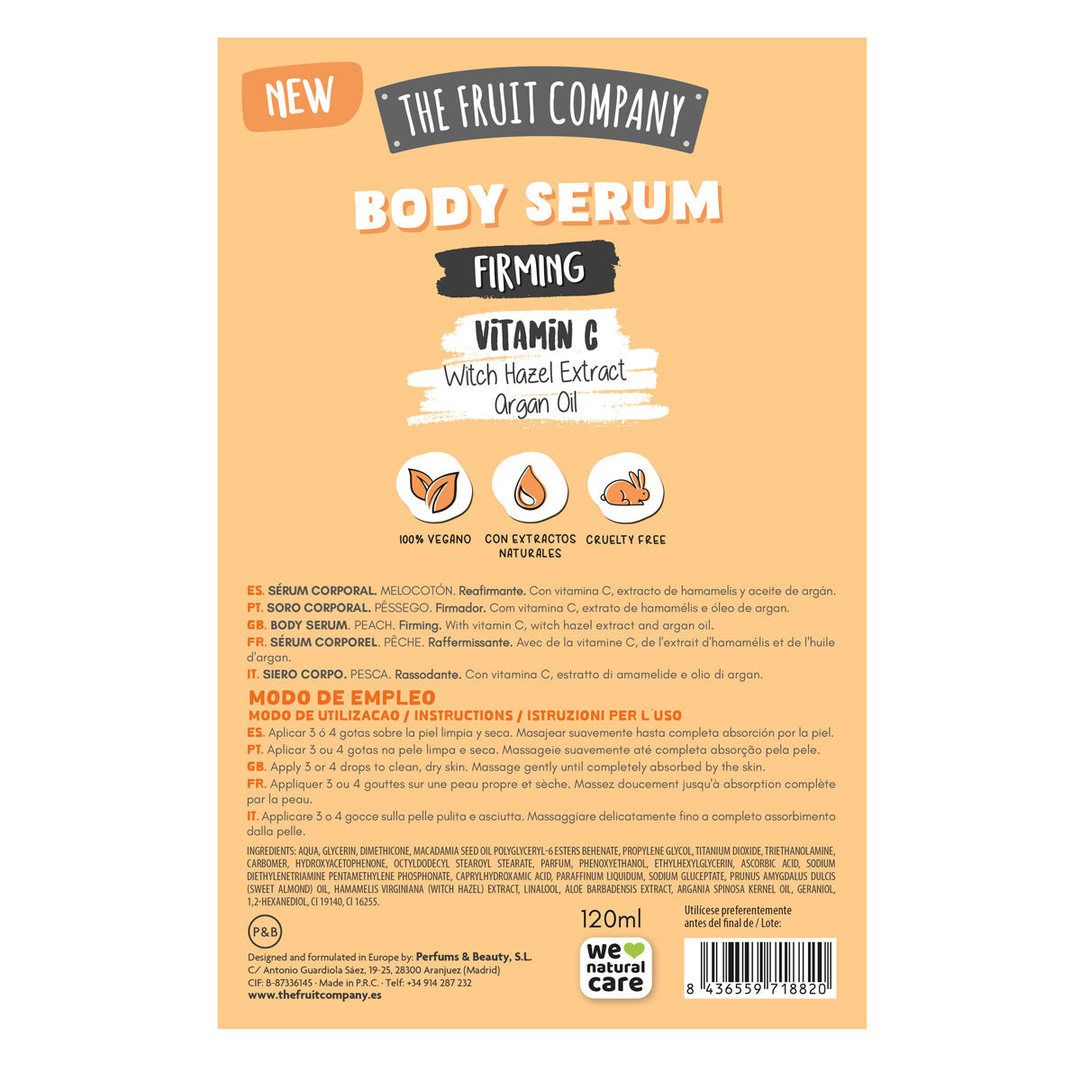 Siero corpo rassodante alla pesca - The fruit company - 120 ml