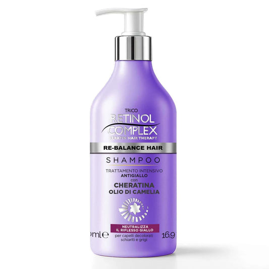 RETINOL COMPLEX - SHAMPOO ANTIGIALLO CON CHERATINA E OLIO DI CAMELIA - 500ml