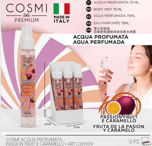 Acqua profumata corpo Cosmi - frutto della passione e caramello- 75ml