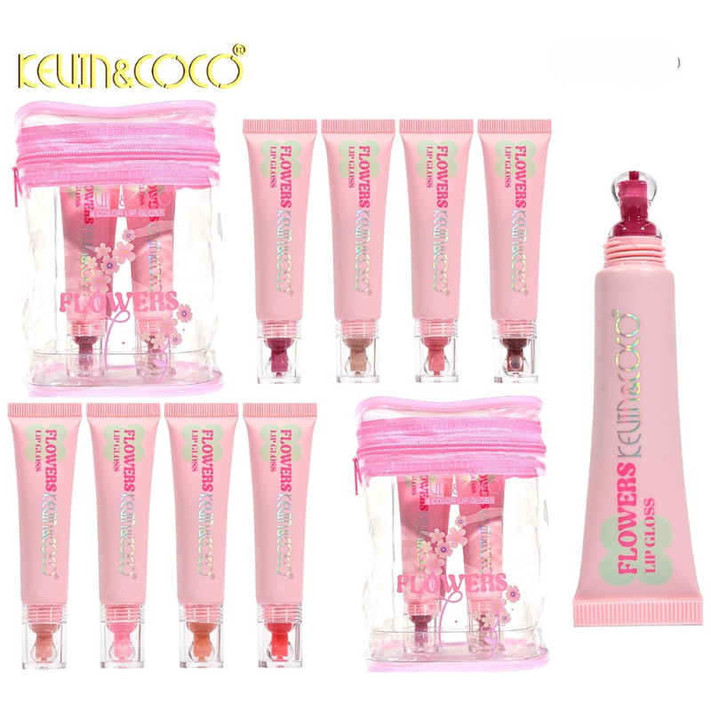 Kit Flowers - composto da 4 Lip gloss e comodo astuccio in plastica - Kevin&Coco