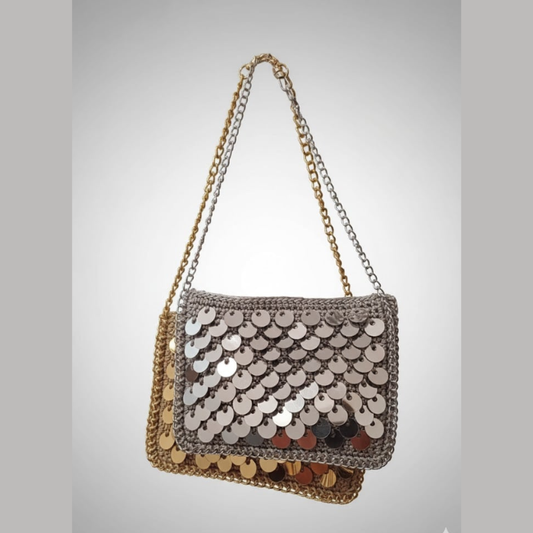 Pochette Luce - in cordino fatta a mano all’ Uncinetto - Hand made - Collezione Scintille  - 23x17cm