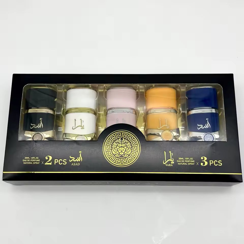 Set 5 pezzi Profumi edp - Asad + Yara -30 ml - Profumo arabo