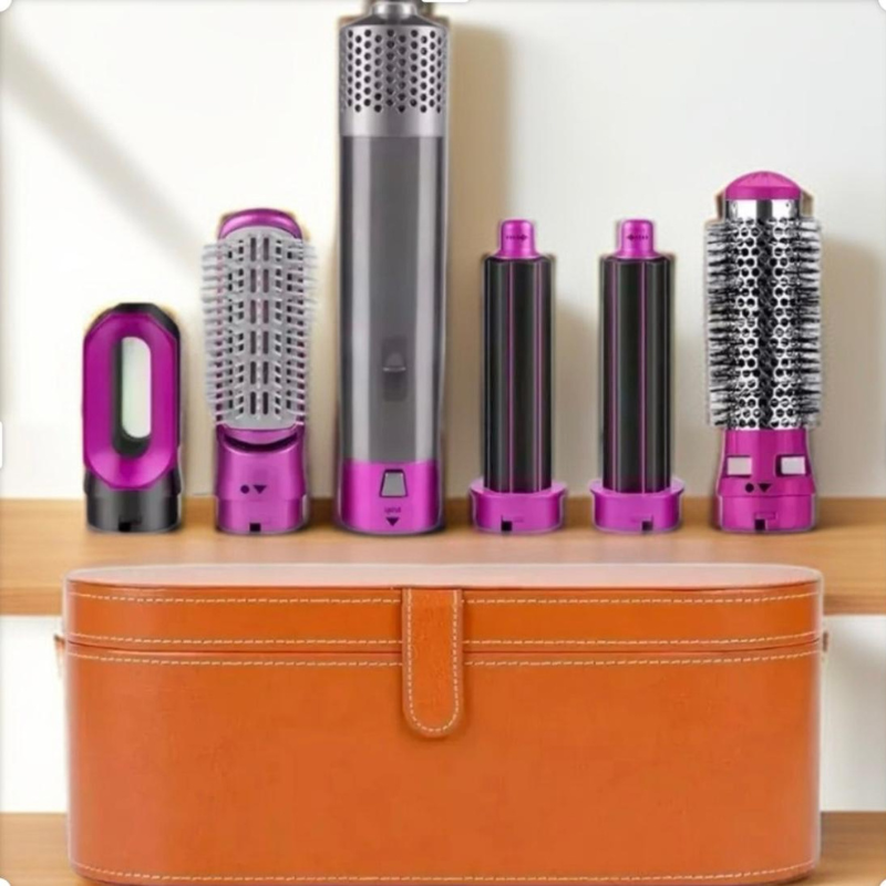 SPAZZOLA ASCIUGACAPELLI 5 IN 1 CON ACCESSORI INTERCAMBIABILI + COFANETTO
