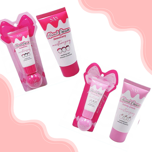 Kit crema mani + Lip Balm - Profumazione Fragola o Pesca - Sas by Ushas