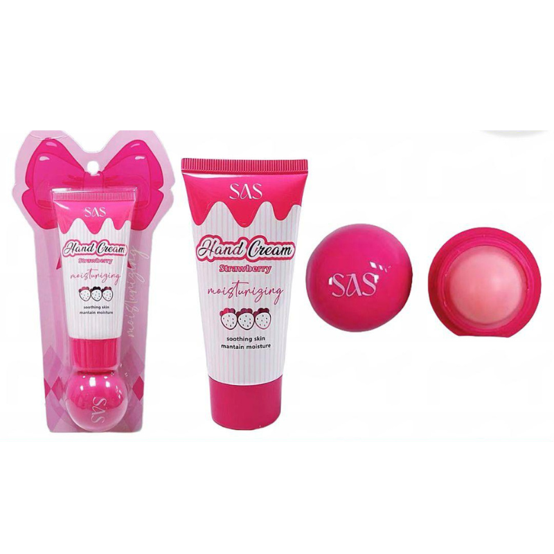 Kit crema mani + Lip Balm - Profumazione Fragola o Pesca - Sas by Ushas