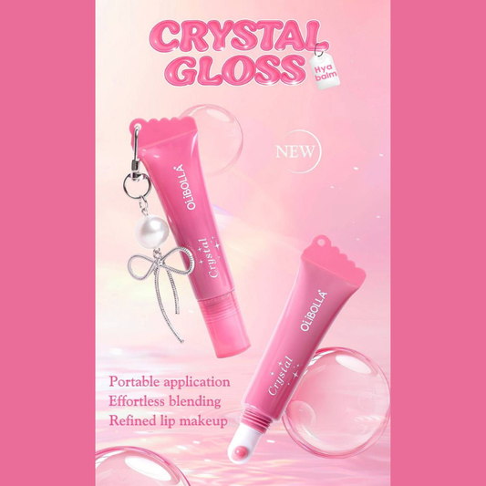 Lip Gloss Crystal rimpolpante effetto glossy- con ciondolo portachiavi con perlina e fiocchetto - Olibolla