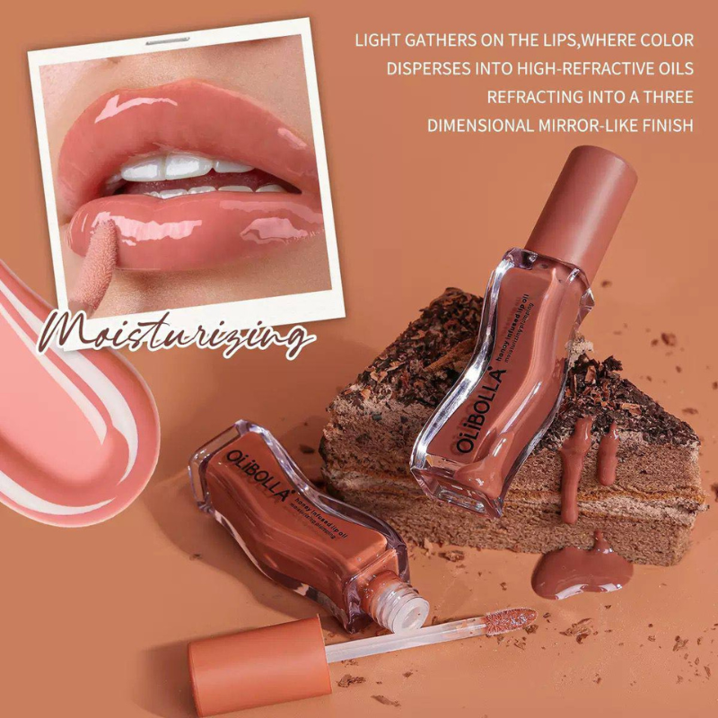 Lip Oil rimpolpante effetto glossy- con infuso di miele e al profumo di cioccolato - Olibolla