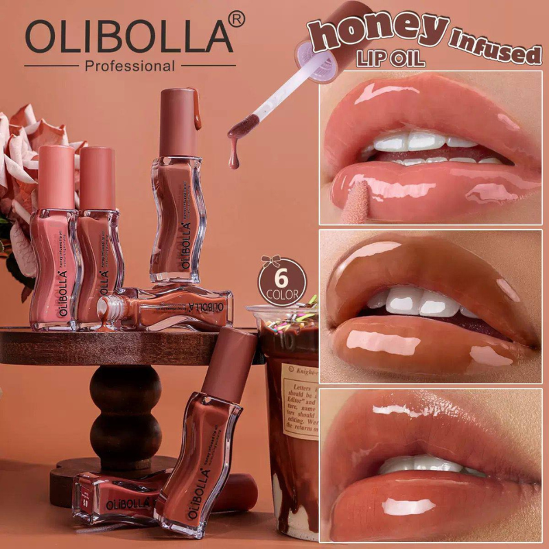 Lip Oil rimpolpante effetto glossy- con infuso di miele e al profumo di cioccolato - Olibolla