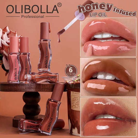Lip Oil rimpolpante effetto glossy- con infuso di miele e al profumo di cioccolato - Olibolla