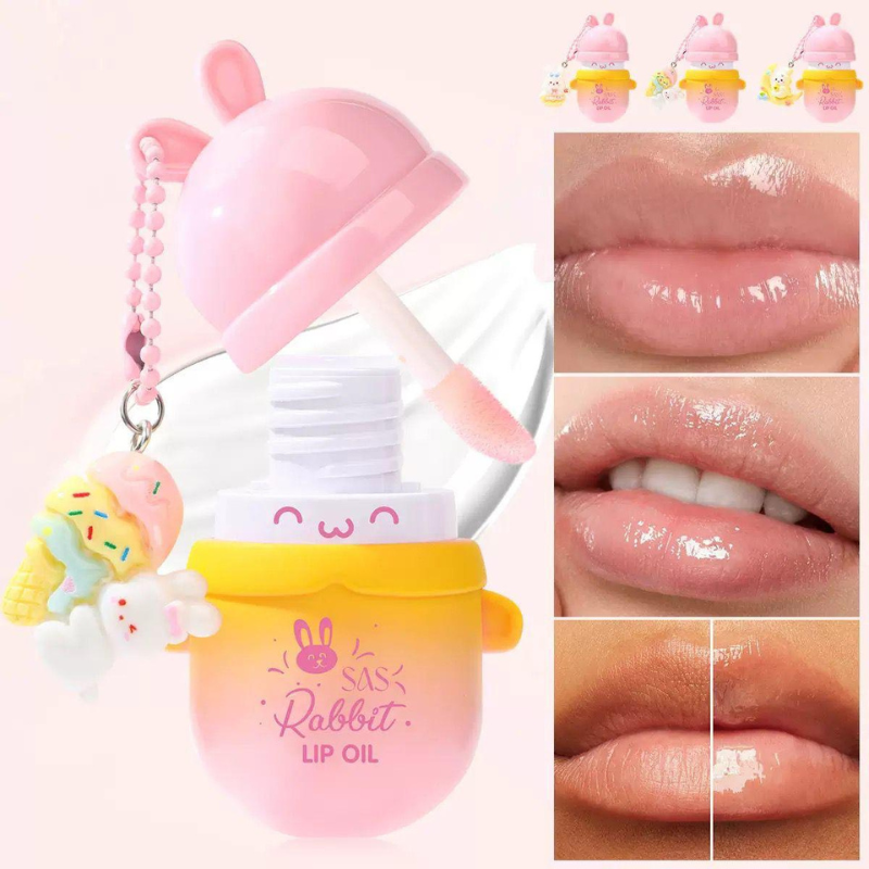 Lip Oil Rabbit con ciondolo, a forma di coniglietto - Ushas