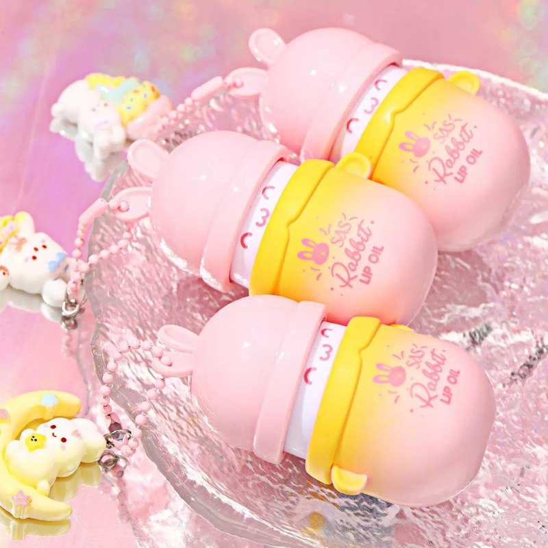 Lip Oil Rabbit con ciondolo, a forma di coniglietto - Ushas
