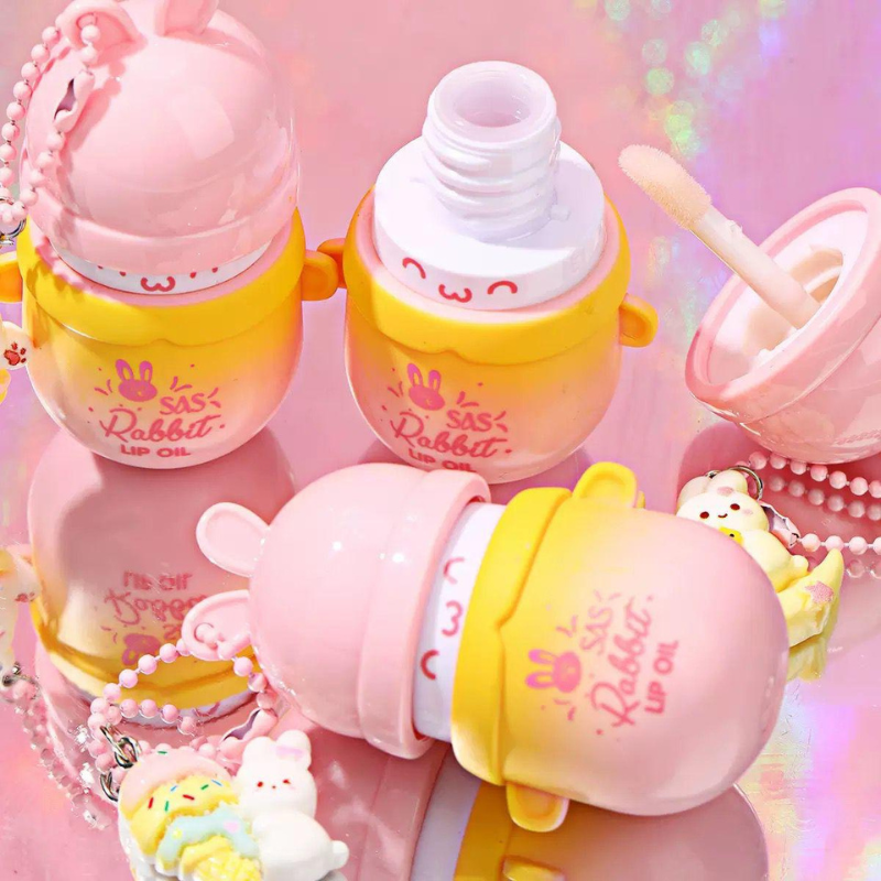 Lip Oil Rabbit con ciondolo, a forma di coniglietto - Ushas