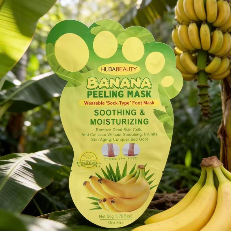 Maschera in tessuto per piedi alla Banana - effetto peeling - contiene 2 calzini