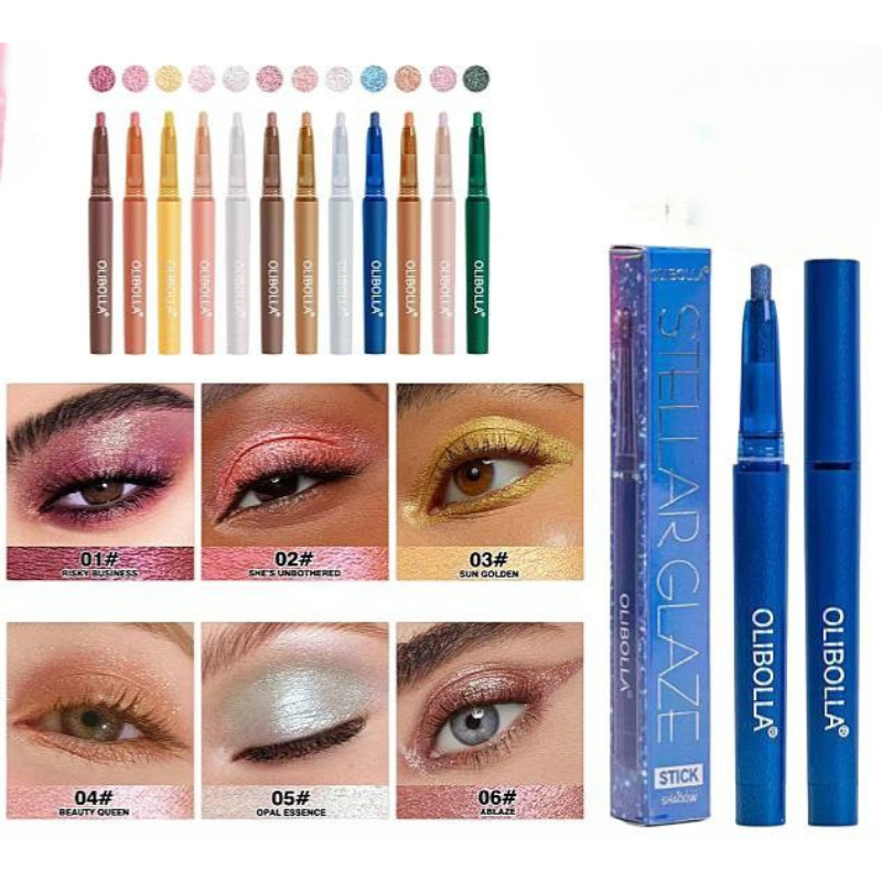 Matitone Ombretto in stick -glitter a lunga durata waterproof - 12 colori - Olibolla