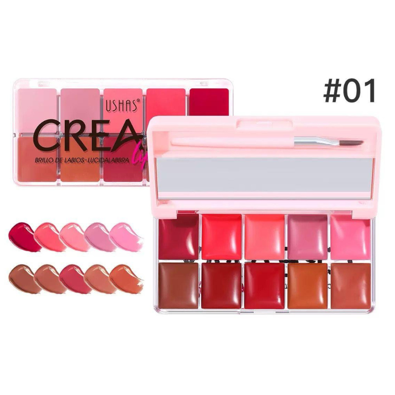 Palette di rossetti in crema -Ushas -10 colori