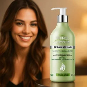 RETINOL COMPLEX - SHAMPOO PURIFICANTE, RIEQUILIBRANTE CON ORTICA, CHERATINA E ARNICA: PER CAPELLI GRASSI E CON FORFORA- 500ml