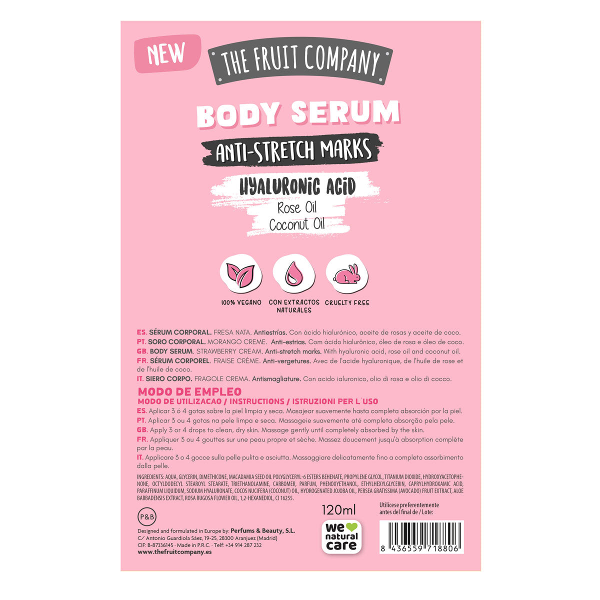 Siero corpo smagliature panna e fragole - The fruit company - 120 ml