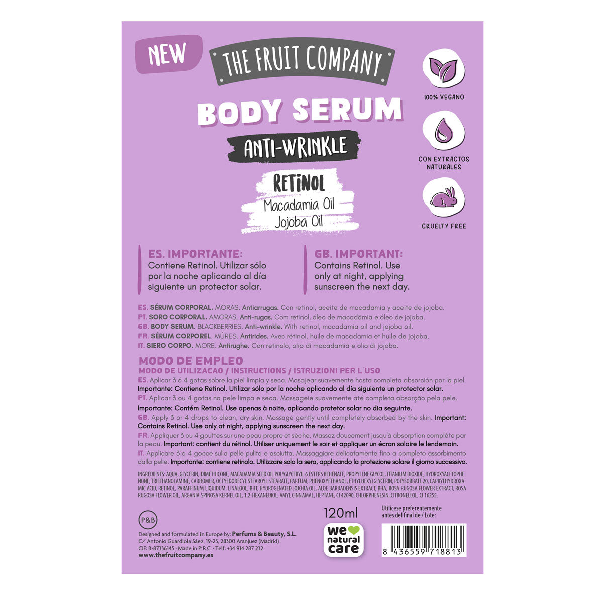 Siero corpo antirughe alla mora - The fruit company - 120 ml